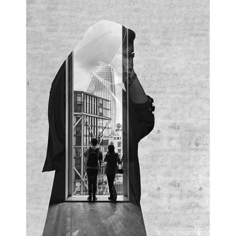 Project Double Exposure 04 Black Modern Wood Framed Art Print with Double Matting by Agius, Martin