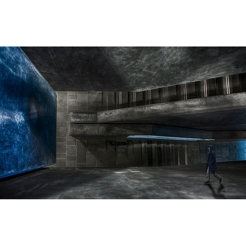 Blue Attraction Gold Ornate Wood Framed Art Print with Double Matting by Van Son, Greetje