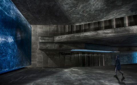 Blue Attraction White Modern Wood Framed Art Print with Double Matting by Van Son, Greetje