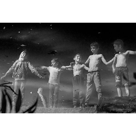Reflection Of Childhood Black Modern Wood Framed Art Print with Double Matting by Khodadadi, Shahla