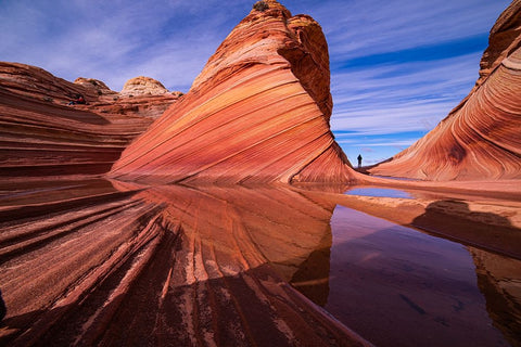 Orange Yellow Blue White ...Nature Lines. White Modern Wood Framed Art Print with Double Matting by Xu, Kevin