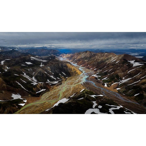 Iceland RIVer To Gold Ornate Wood Framed Art Print with Double Matting by Bian, James