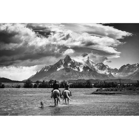 Destination Black Modern Wood Framed Art Print with Double Matting by Groleau, Michel