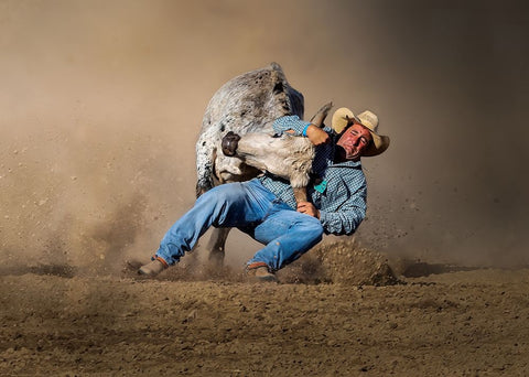 Strength Matching Black Ornate Wood Framed Art Print with Double Matting by Yu Wu, Irene