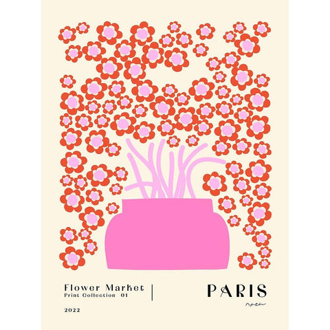 Flower Market. Paris Black Modern Wood Framed Art Print with Double Matting by NKTN