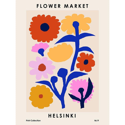 Flower Market. Helsinki Black Modern Wood Framed Art Print with Double Matting by NKTN