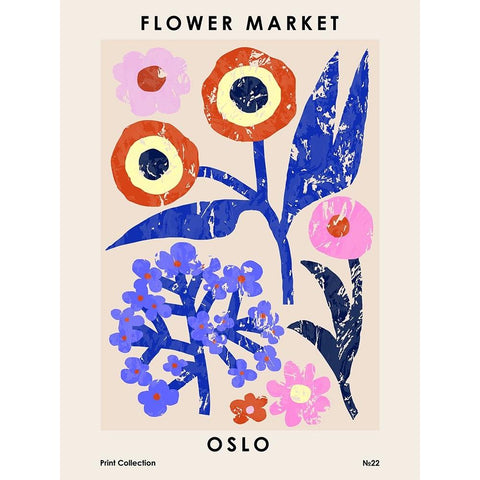 Flower Market. Oslo Gold Ornate Wood Framed Art Print with Double Matting by NKTN