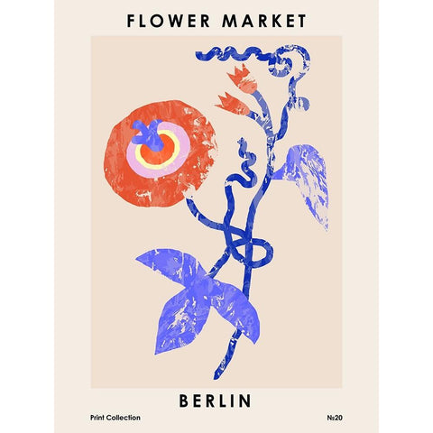 Flower Market. Berlin White Modern Wood Framed Art Print by NKTN