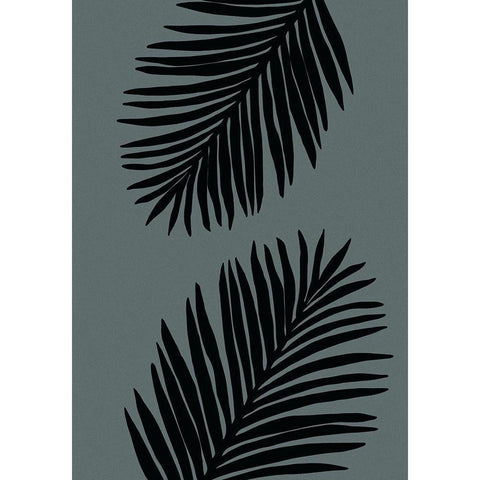 Palm Leaf Color Matched 03 Black Modern Wood Framed Art Print with Double Matting by 1x Studio