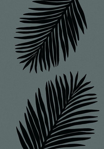 Palm Leaf Color Matched 03 Black Ornate Wood Framed Art Print with Double Matting by 1x Studio