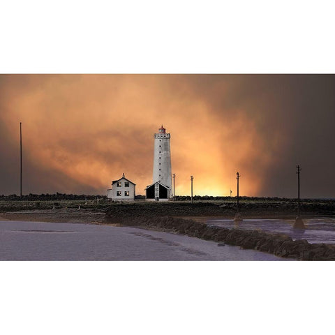 GraAndSup3;Tta Island Lighthouse Black Modern Wood Framed Art Print by Engstrom, Erik