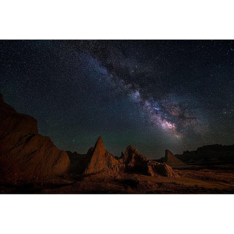 Night Sky Of Badlands White Modern Wood Framed Art Print by P., Ruiqing