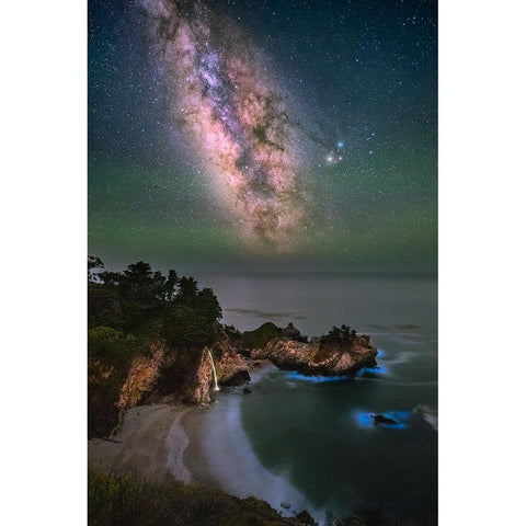 Milky Mcway Falls White Modern Wood Framed Art Print by Li, Sophia