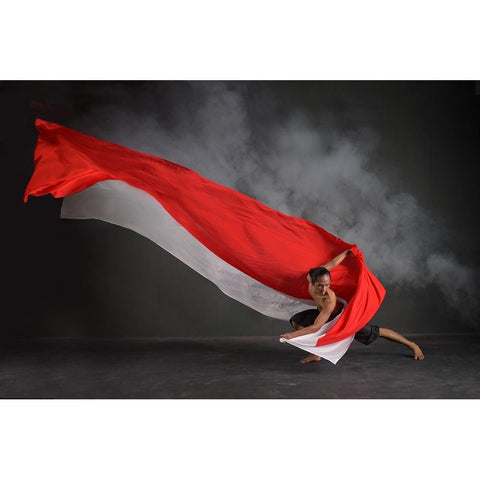 Dance Of Red And White Cloths White Modern Wood Framed Art Print by Aditya, Rawisyah