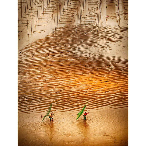 Catching Small Shrimp Black Modern Wood Framed Art Print with Double Matting by Muliani Hartojo, Angela