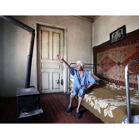 Old Woman From Artsakh - 36 Gold Ornate Wood Framed Art Print with Double Matting by Garik