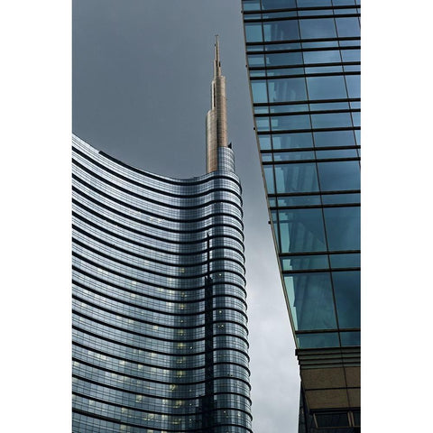 Unicredit Tower Milan Black Modern Wood Framed Art Print by Manzoni, Michel