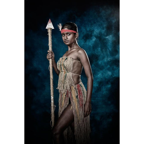 Tribal Beauty Black Modern Wood Framed Art Print with Double Matting by Bhattacharyya, Partha