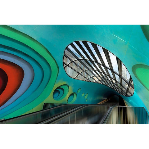 Cheerful Bicycle Cellar Gold Ornate Wood Framed Art Print with Double Matting by Van Son, Greetje