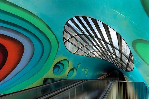 Cheerful Bicycle Cellar White Modern Wood Framed Art Print with Double Matting by Van Son, Greetje