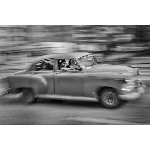 DrIVing Fast Black Modern Wood Framed Art Print with Double Matting by Bauer, Andreas