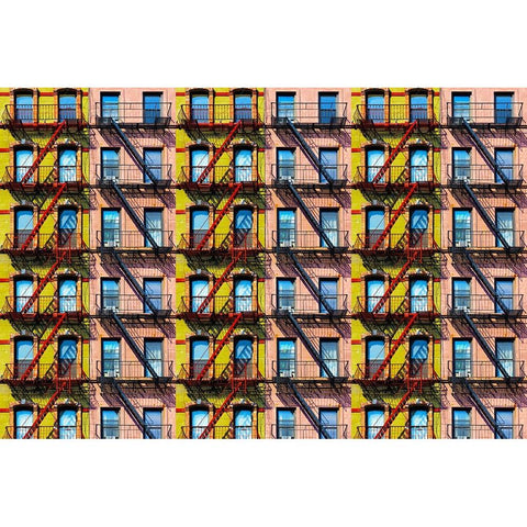 New York Windows Black Modern Wood Framed Art Print with Double Matting by Shrayer, Igor