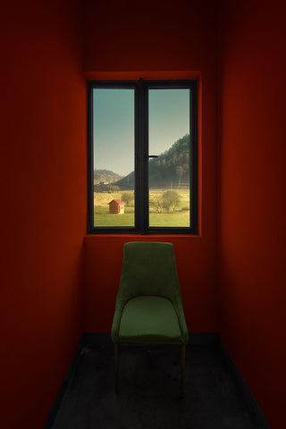 Alone Time White Modern Wood Framed Art Print with Double Matting by Guan, Xiaopeng