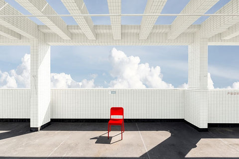 Alone Time White Modern Wood Framed Art Print with Double Matting by Guan, Xiaopeng