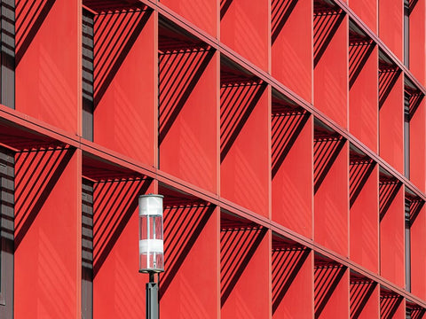 Street Lamp White Modern Wood Framed Art Print with Double Matting by Bauer, Andreas