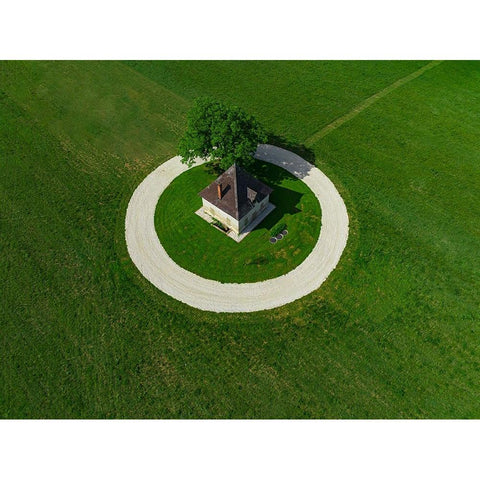 Circle Black Modern Wood Framed Art Print with Double Matting by Kravanja, Jure