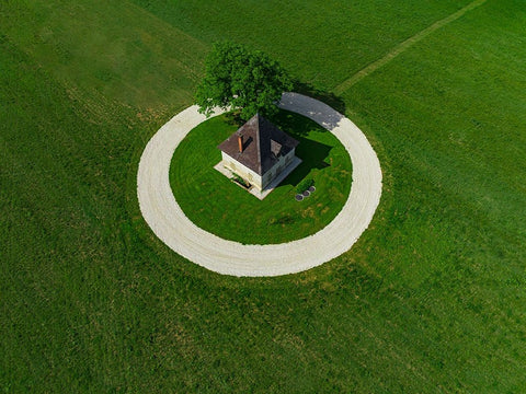 Circle Black Ornate Wood Framed Art Print with Double Matting by Kravanja, Jure