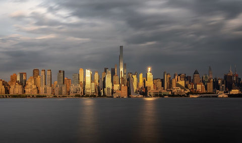 Urban Sunset Black Ornate Wood Framed Art Print with Double Matting by Rong, Herbert