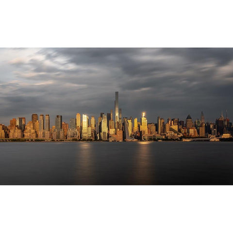 Urban Sunset White Modern Wood Framed Art Print by Rong, Herbert