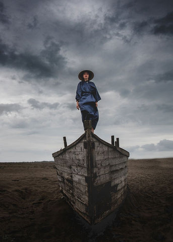 Betake White Modern Wood Framed Art Print with Double Matting by Sedaghi, Hooman