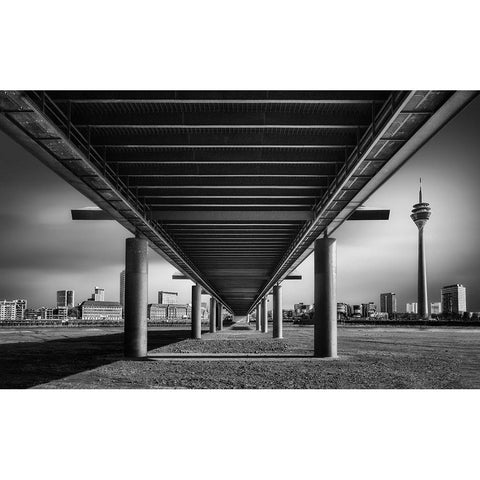 Way To DaAndFrac14;Sseldorf White Modern Wood Framed Art Print by Figueras, Antoni