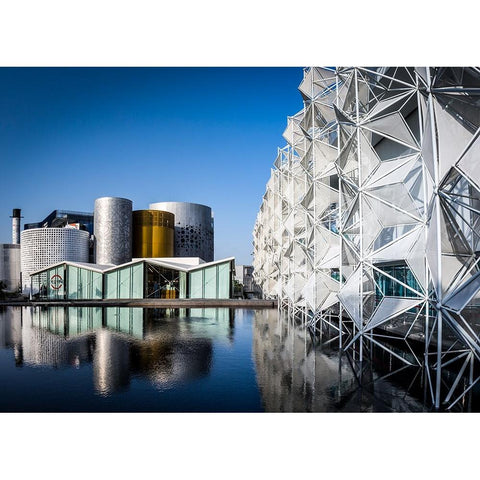 The Art Of Lines White Modern Wood Framed Art Print by Jamal, Khalid