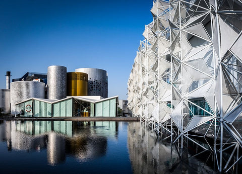 The Art Of Lines White Modern Wood Framed Art Print with Double Matting by Jamal, Khalid