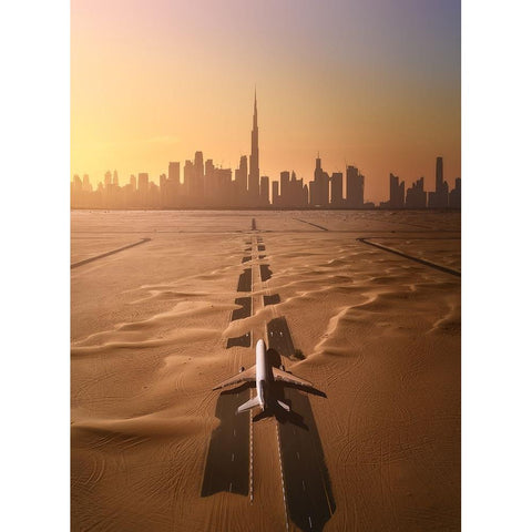 Taking Off From Nowhere Black Modern Wood Framed Art Print with Double Matting by De La, Javier