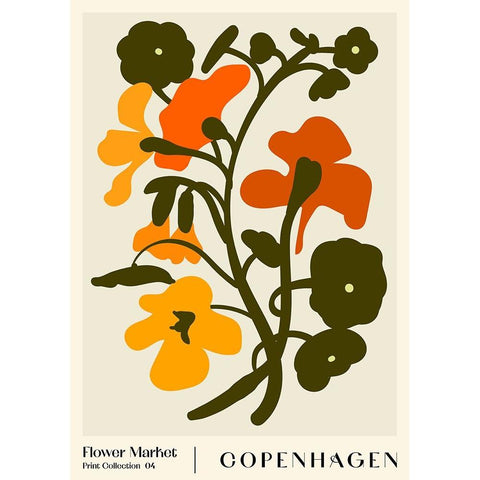 Flower Market. Copenhagen Black Modern Wood Framed Art Print with Double Matting by NKTN