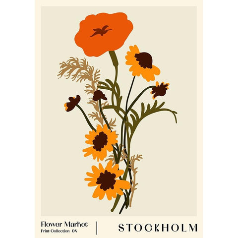 Flower Market. Stockholm White Modern Wood Framed Art Print by NKTN