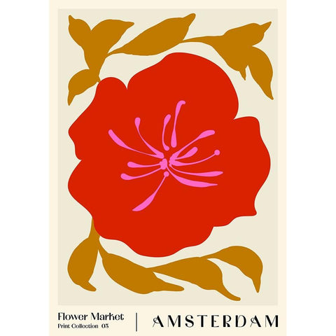 Flower Market. Amsterdam Black Modern Wood Framed Art Print with Double Matting by NKTN