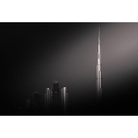 Dubai Impression Black Modern Wood Framed Art Print with Double Matting by Li, Bing