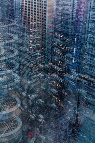 Tokyo Layers White Modern Wood Framed Art Print with Double Matting by Makoto, Sasaki