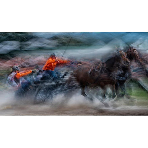 Race 2 Gold Ornate Wood Framed Art Print with Double Matting by Malovrh, Milan