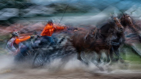 Race 2 White Modern Wood Framed Art Print with Double Matting by Malovrh, Milan