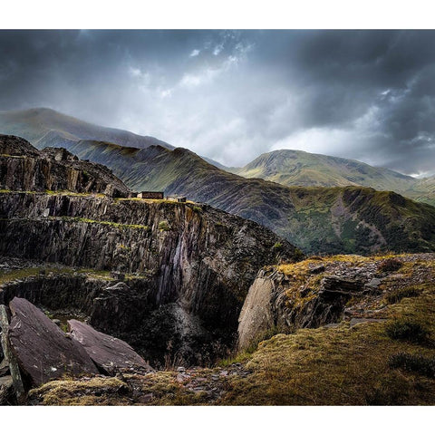 Dinorwic Quarry Black Modern Wood Framed Art Print with Double Matting by Platner, Larry