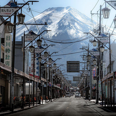 Road Leading To Mt.Fuji Black Modern Wood Framed Art Print with Double Matting by Matsubara, Hiroki