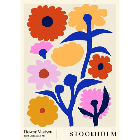 Flower Market. Stockholm Black Modern Wood Framed Art Print with Double Matting by NKTN