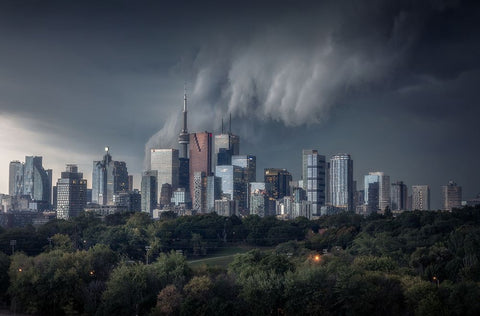 Ominous White Modern Wood Framed Art Print with Double Matting by Hill, David