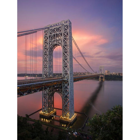 Bridge Sunset Black Modern Wood Framed Art Print by Rong, Herbert